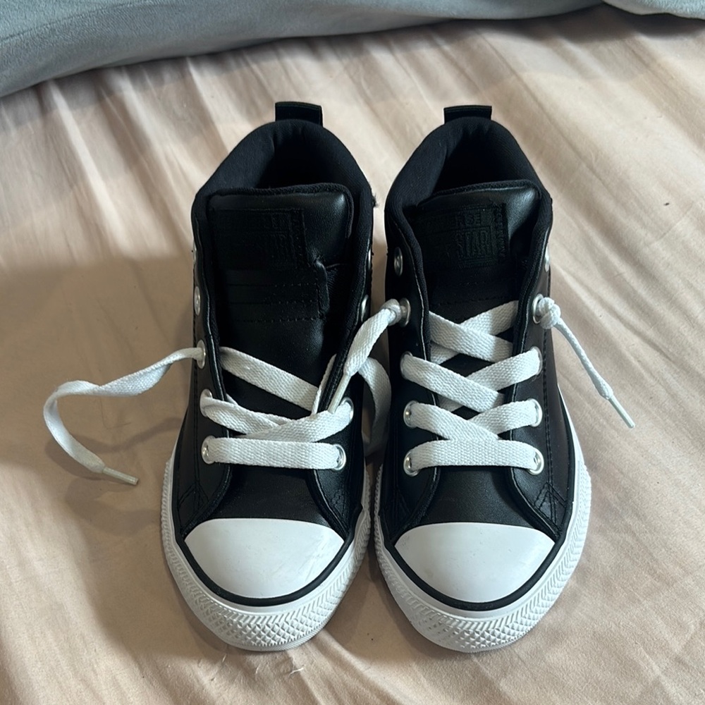 Kids Black and White High-Top Sneakers